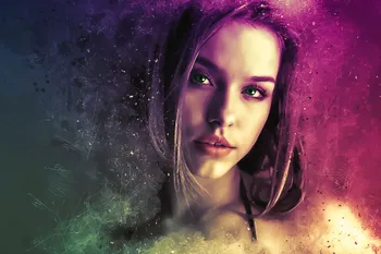 A stylized digital portrait of a woman with striking green eyes, representing the diverse personalities of AI companions.